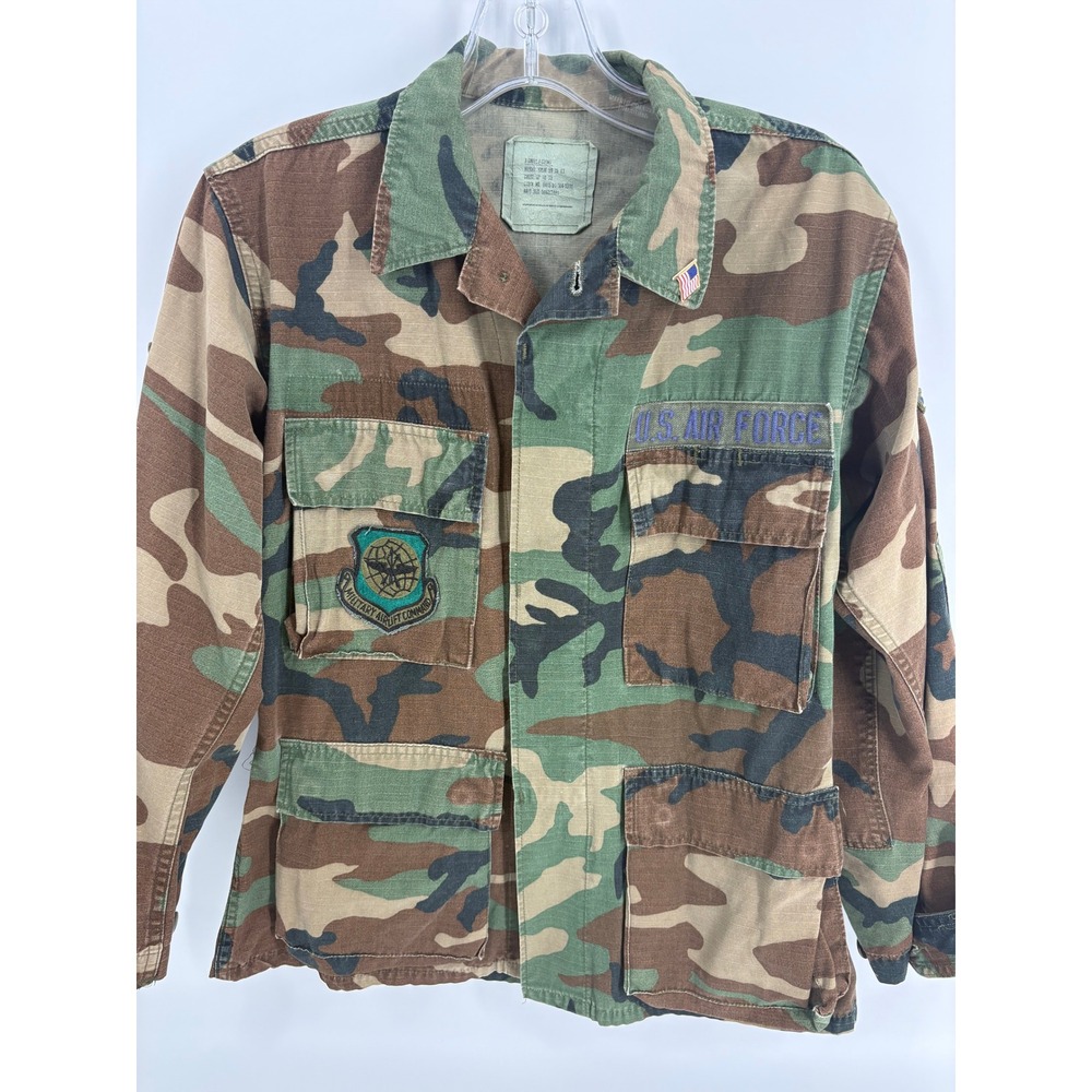 US Air Force Military Camo Jacket‎ Patches Small Short Military Airlift Command